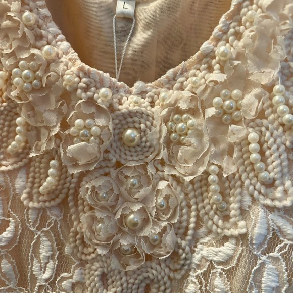 Vintage NWT Coquette Pearl Lace Pink/Peach Dress - Picture 2 of 3